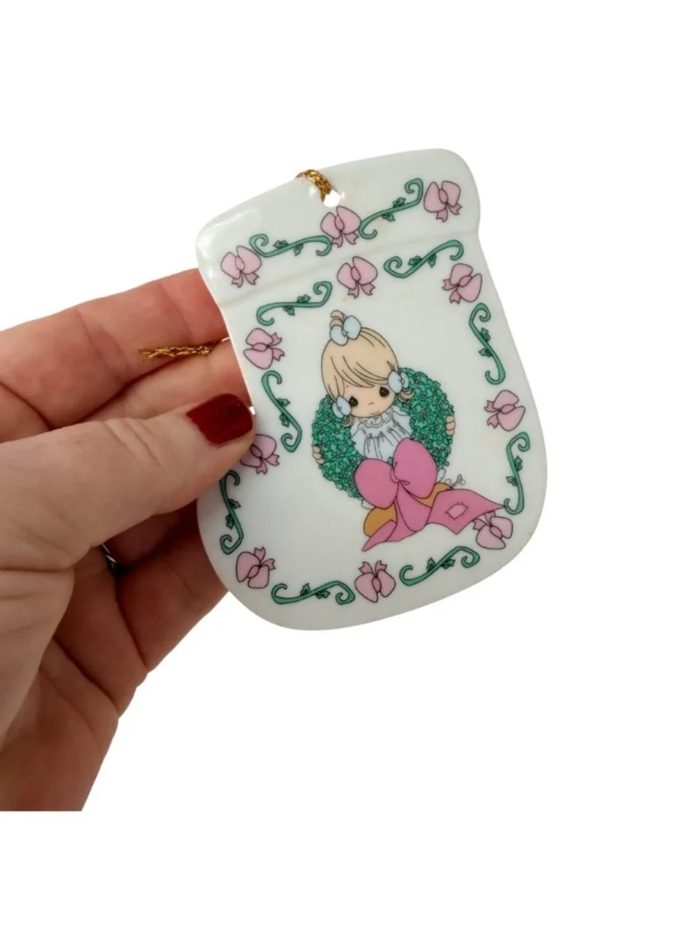 Precious Moments Christmas Plates Ornament Set Porcelain Easel Display 1990s‎